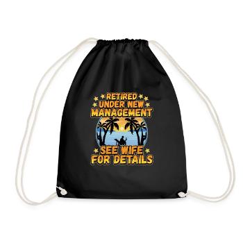 Retirement Men Dad Retiring Party Humor Lovers - Drawstring Bag - black - Front