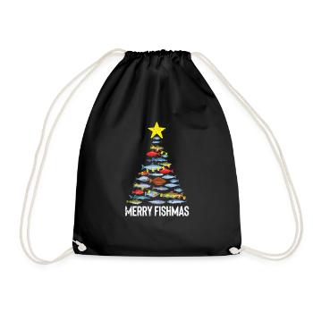 Merry Fishmas Funny Fish Weihnachten Angeln Xmas - Turnbeutel - Schwarz - Vorne