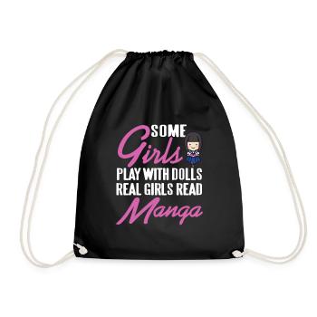 Certaines filles jouent avec des poupées vraies filles lire MANGA - Sac de sport léger - noir - Devant