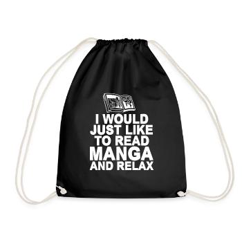 I Would Just Like To Read Manga And Relax Funny - Drawstring Bag - black - Front
