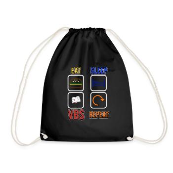 Eat Sleep VBS Repeat Bible School Jesus Christ - Drawstring Bag - black - Front