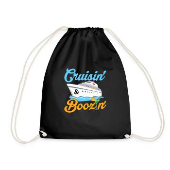 Cruisin'& Boozin Cruiser Vacation Crusing - Drawstring Bag - black - Front
