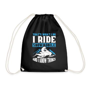 I ride snowmobiles and know things - Drawstring Bag - black - Front