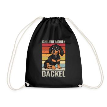 Dackel Hund Hundebesitzer Ich liebe meinen Dackel - Turnbeutel - Schwarz - Vorne