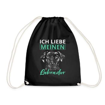 Labrador Hund Hundebesitzer Ich liebe meinen Labra - Turnbeutel - Schwarz - Vorne