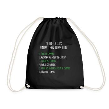 Camping Free time Gift idea for camper - Drawstring Bag - black - Front
