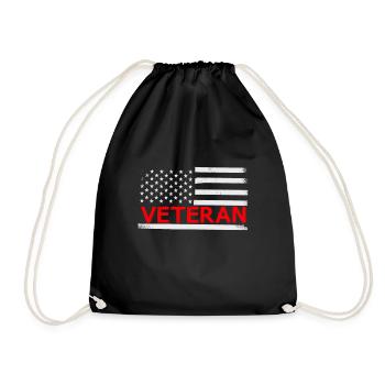 Veteran Service Patriot American Flag USA - Drawstring Bag - black - Front