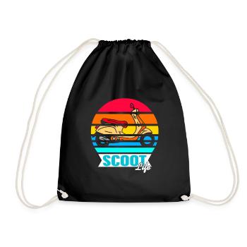 SCOOT LIFE Awesome Retro Scooter Rider T-Shirt - Drawstring Bag - black - Front