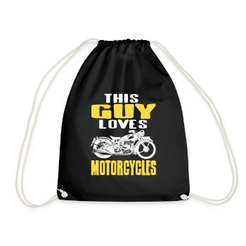 This Guy Loves Motorcycles Retro Funny Rider - Turnbeutel - Schwarz - Vorne