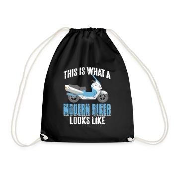 This Is What A Modern Biker Looks Like Funny - Drawstring Bag - black - Front