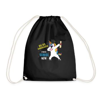 Bye Bye Kindergarten I Rock School Now Unicorn - Drawstring Bag - black - Front