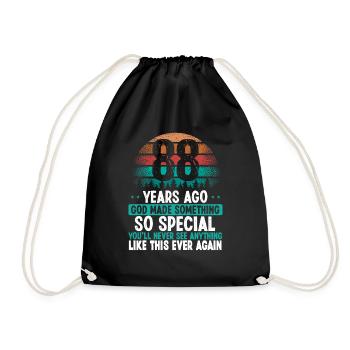 88 Birthday God made something special 88 Year Old - Drawstring Bag - black - Front