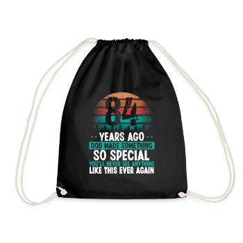 84 Birthday God made something special 84 Year Old - Drawstring Bag - black - Front