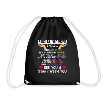 School Social Work Month Hands - Drawstring Bag - black - Front