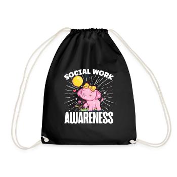 School Social Work Month Elephant - Drawstring Bag - black - Front