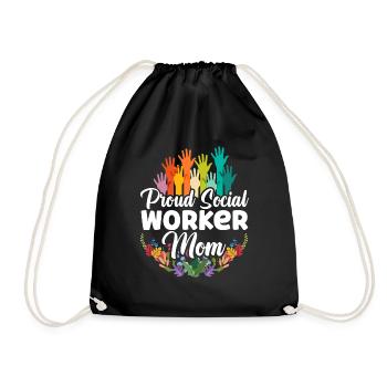 School Social Work Month Hands - Drawstring Bag - black - Front