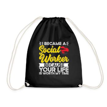 School Social Work Month Heart - Turnbeutel - Schwarz - Vorne