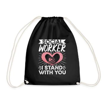 School Social Work Month Heart - Drawstring Bag - black - Front