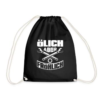 Ölich But Cheerful Funny Mechanic Gift - Drawstring Bag - black - Front