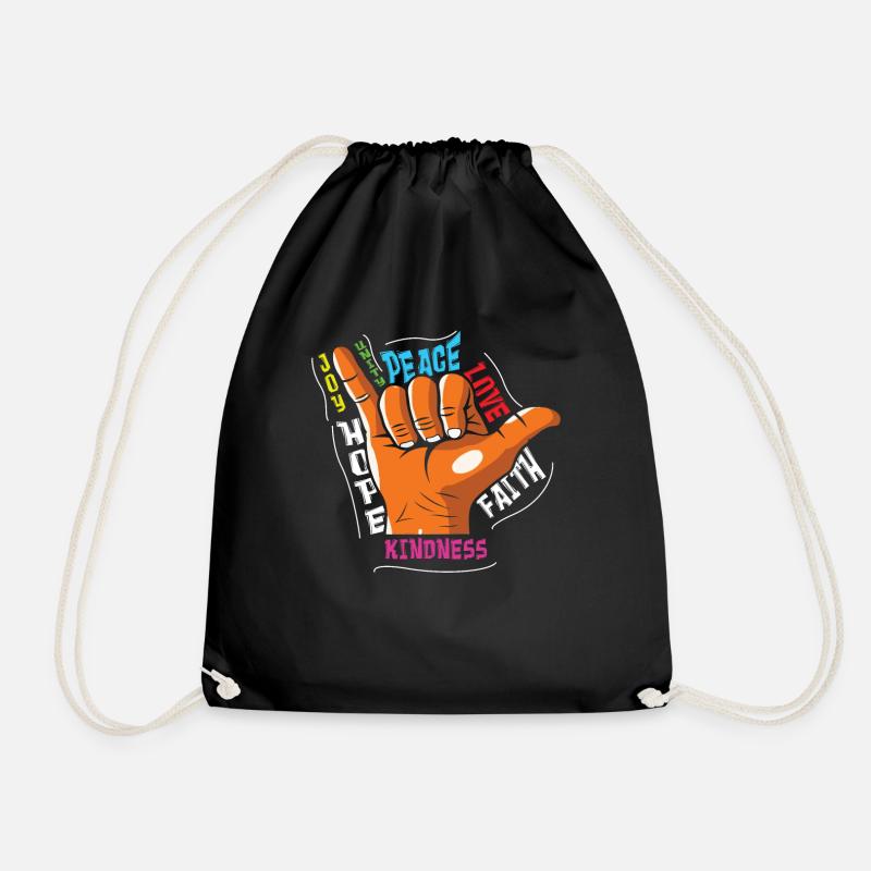 Shaka Sign Peace Kind Courage Orange Unity Day - Turnbeutel - Schwarz