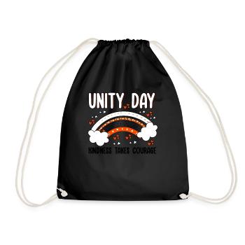 Peace Kind Courage Orange Rainbow Cloud Unity Day - Turnbeutel - Schwarz - Vorne