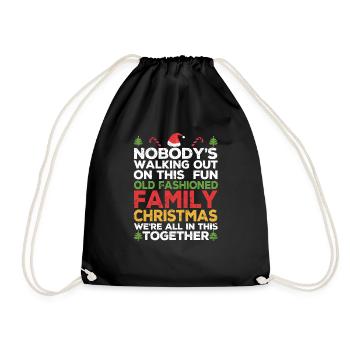 Old Fashioned Family Christmas PJs Ugly Xmas - Drawstring Bag - black - Front