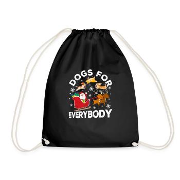 Santa Funny Christmas PJs Xmas Pajamas Dogs For - Drawstring Bag - black - Front