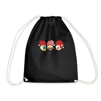 Christmas Gnome Xmas Pyjamas PJs Winter Vacation - Drawstring Bag - black - Front