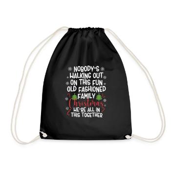 Old Fashioned Family Christmas PJs Ugly Xmas - Drawstring Bag - black - Front