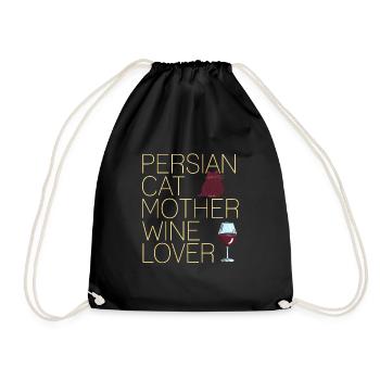 Persian Cat Mother Wine Lover Cute Designs - Drawstring Bag - black - Front