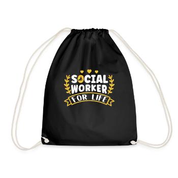 School Social Work Month Hands - Drawstring Bag - black - Front