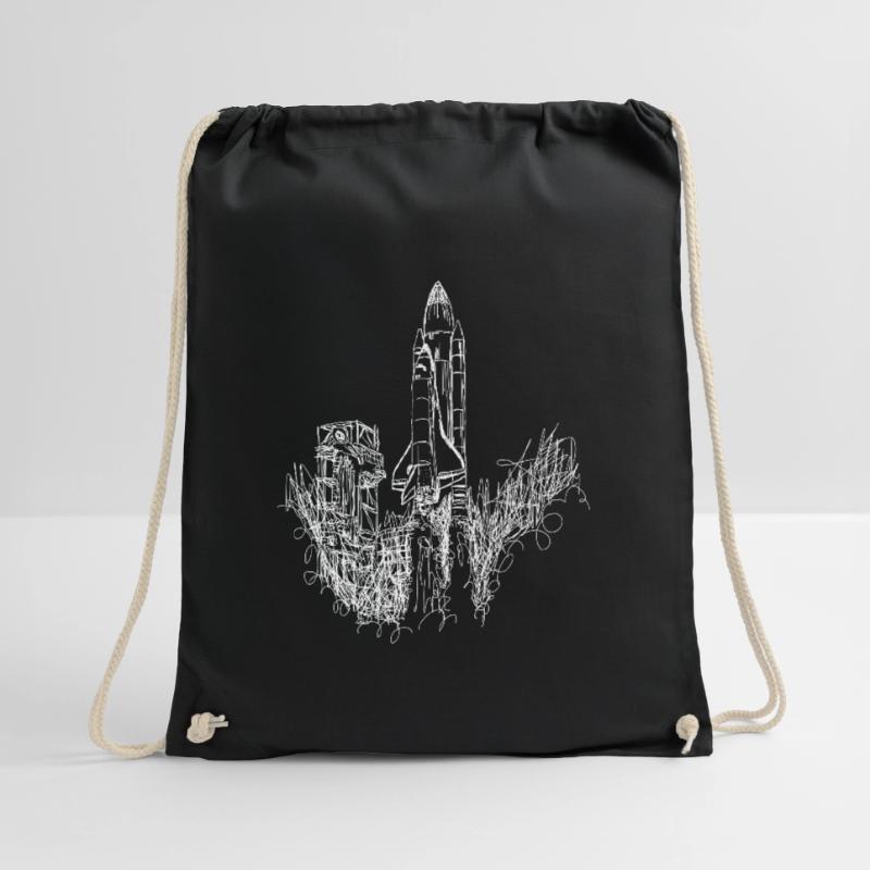 Space Shuttle Launch Scribble Drawstring Bag