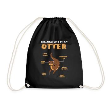 Définition kawaii Anatomie animale de la loutre - Sac de sport léger - noir - Devant