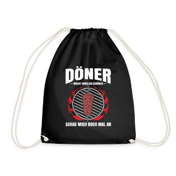 Döner Macht Wirklich Schöner Schau Mich Doch Mal A - Turnbeutel - Schwarz - Vorne