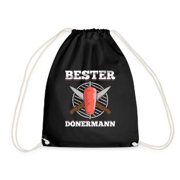 Bester Dönermann Döner Kebab Geschenk - Turnbeutel - Schwarz - Vorne