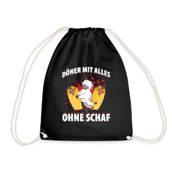 Döner Mittel Alles Ohne Schaf Döner Kebab Geschenk - Turnbeutel - Schwarz - Vorne