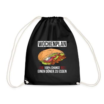 Wochenplan 100% Chance Einen Döner Zu Essen - Turnbeutel - Schwarz - Vorne