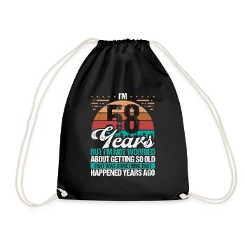 58 Years Old Sarcasm Humor Old Funny 58 Birthday - Drawstring Bag - black - Front