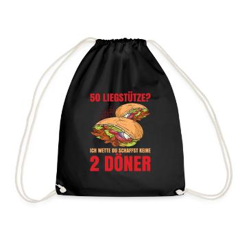 50 Liegstütze? Ich Wette Du Schaffst Keine 2 Döner - Turnbeutel - Schwarz - Vorne