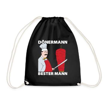 Dönermann Bester Mann Döner Kebab Geschenk - Turnbeutel - Schwarz - Vorne