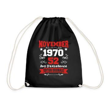 Cadeau D'anniversaire 52 Ans Novembre 1970 limitée - Sac de sport léger - noir - Devant
