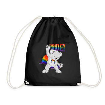 Polar Bear I LGBTQ Flag I Rainbow Flag I Gay Pride - Drawstring Bag - black - Front