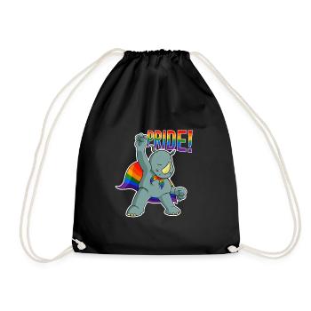 Rhino I LGBTQ Flag I Rainbow Flag I Gay Pride - Drawstring Bag - black - Front