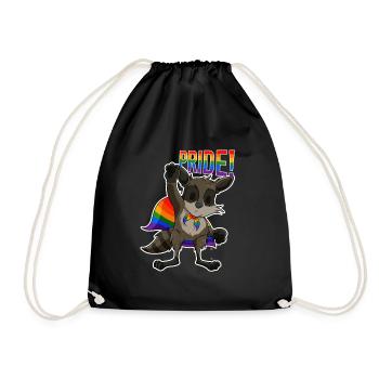Racoon I LGBTQ Flag I Rainbow Flag I Gay Pride - Turnbeutel - Schwarz - Vorne