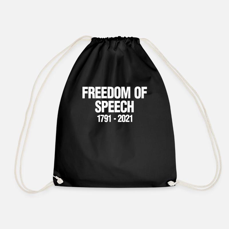 Freedom Of Speech First Amendment - Drawstring Bag - black