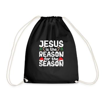 Xmas Christian Christmas Jesus is the reason - Drawstring Bag - black - Front