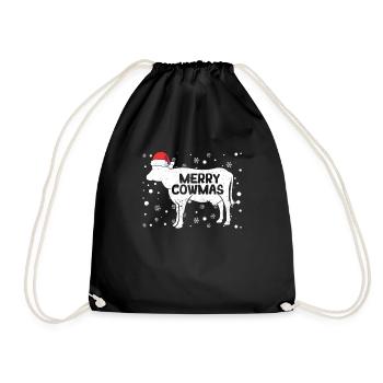 Merry Cowmas Lustige Kuh Weihnachten Pyjamas Weih - Turnbeutel - Schwarz - Vorne