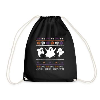 Stitch Pattern Ghost Creatures Coven Halloween - Drawstring Bag - black - Front