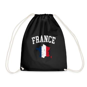 france flag map - Drawstring Bag - black - Front
