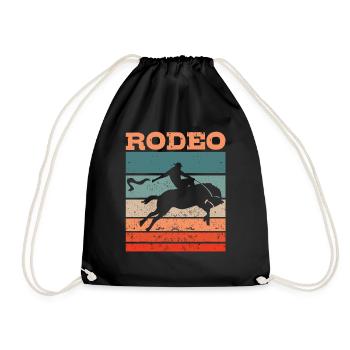 Cowboy Rodeo Western Bull Rider Bucking Riding - Drawstring Bag - black - Front